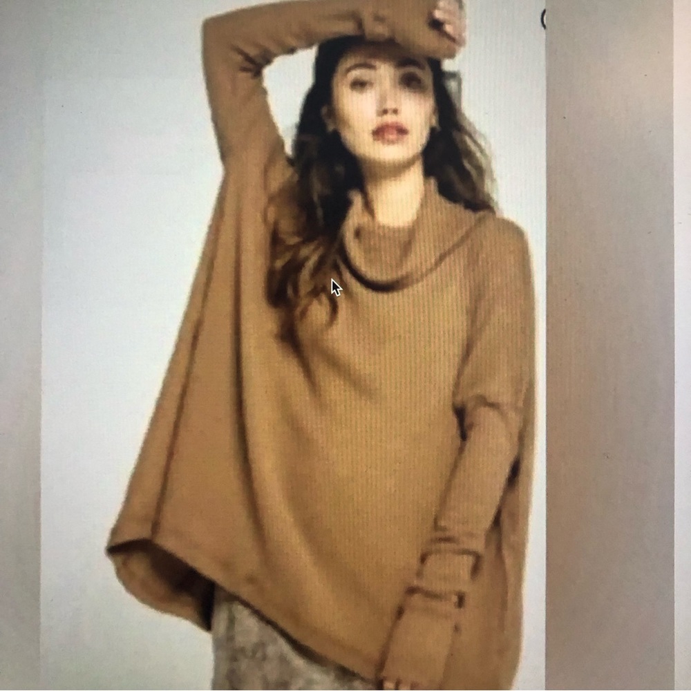 Free People Juicy Ribbed Cowl Neck Long Sleeve Top Vintage Bronze Medium